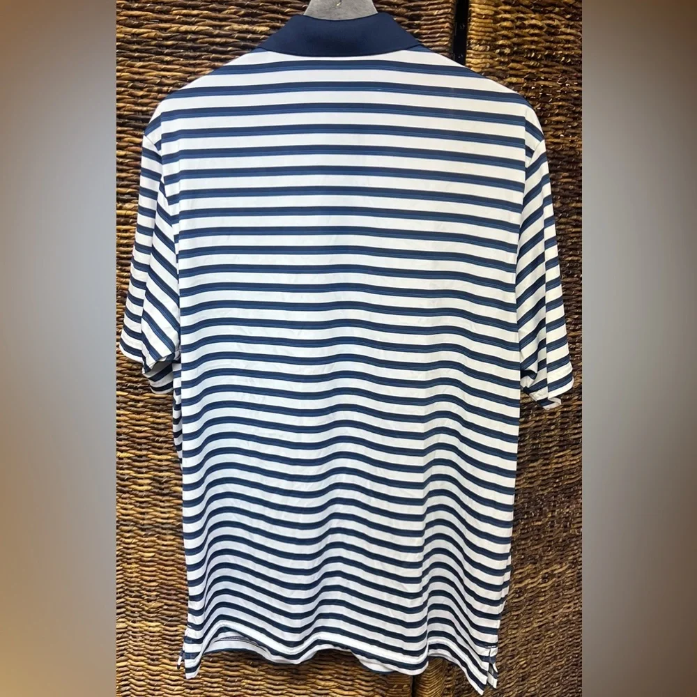 Adidas-PGA,Pro Golf Association,Men's Navy & White Striped Polo Shirt-IL Section